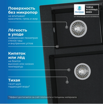Мойка кухонная POLYGRAN BRIG 772 (космос №316)